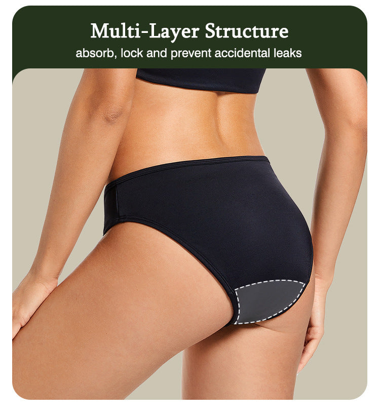 Maillot menstruel noir XS à 3XL : confort et protection optimale